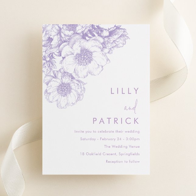 Invitation Mariage Floral Lavande Élégant (Créateur téléchargé)