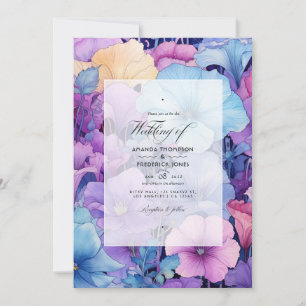 Invitation Mariage floral lavande et aqua