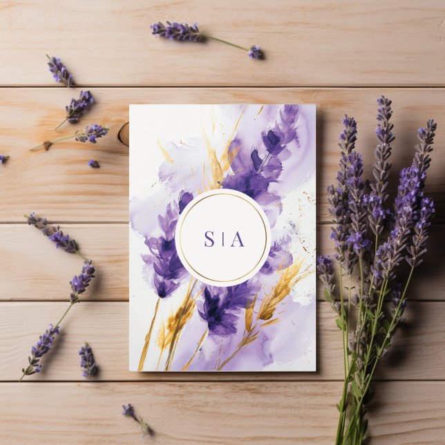 Invitation Mariage Floral Lavande Et Aquarelle Dorée (Créateur téléchargé)