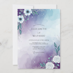 Invitation Mariage Floral Lavande Givrée