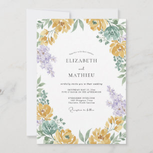 Invitation Mariage Floral Lumineux Moutarde