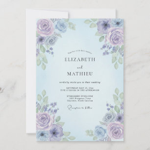 Invitation Mariage Floral Lumineux Pervenche