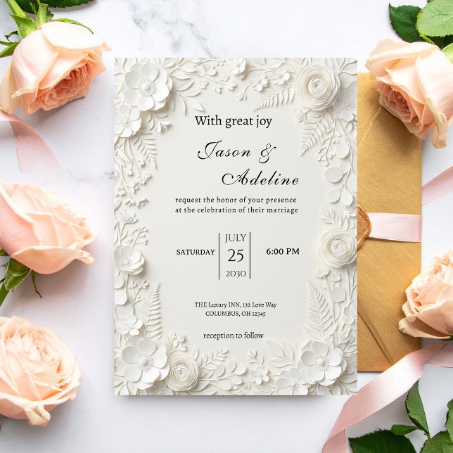 Invitation Mariage Floral Luxe Moderne (Créateur téléchargé)