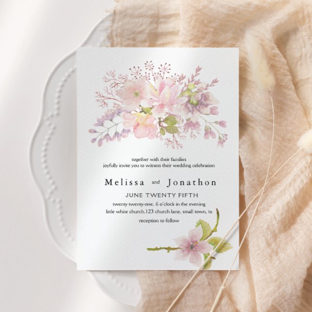 Invitation Mariage Floral Magnolia Blush Rose (Créateur téléchargé)