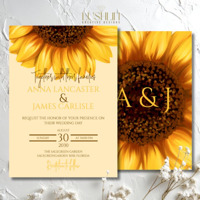 Invitation Mariage floral Mariage de tournesol (Créateur téléchargé)
