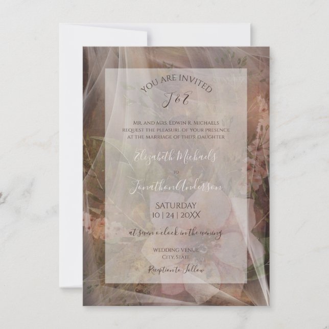 Invitation Mariage Floral Maussade sur Vélin (Devant)