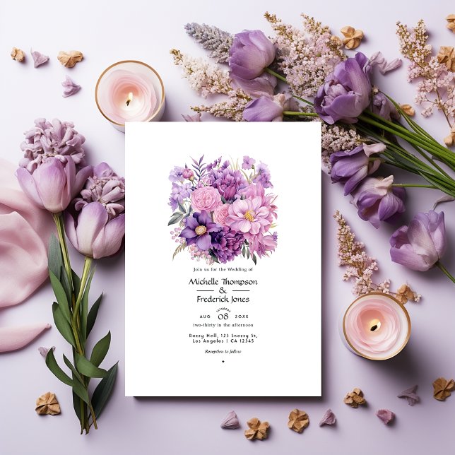 Invitation Mariage Floral Mauve (Créateur téléchargé)