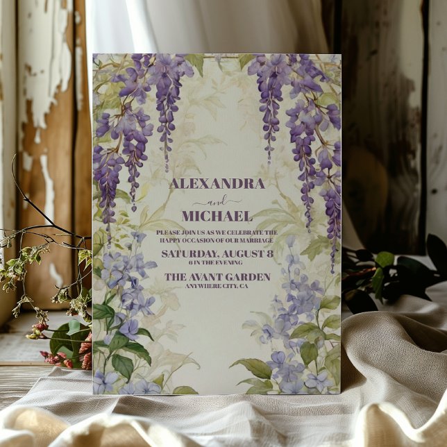 Invitation Mariage floral mauve à la Wisteria (Créateur téléchargé)