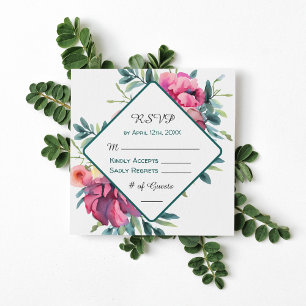 Invitation Mariage floral Mauve et Bourgogne RSVP