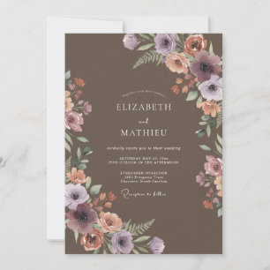 Invitation Mariage Floral Mauve Éthéré