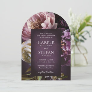 Invitation Mariage Floral Maximaliste Violet Élégant