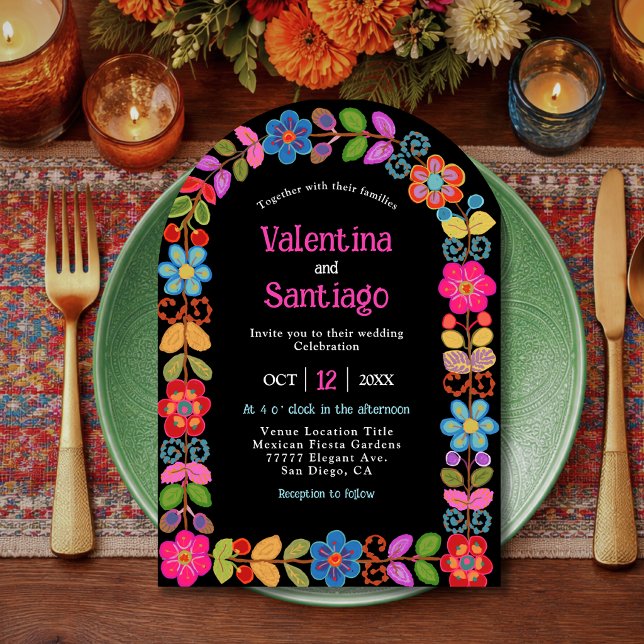 Invitation Mariage floral mexicain moderne (Créateur téléchargé)