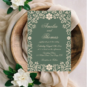 Invitation Mariage Floral mexicain vert