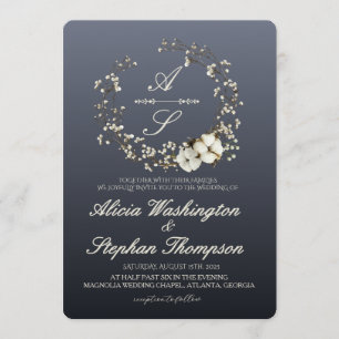 Invitation Mariage Floral Minimal Moderne d'Hiver