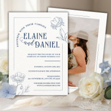 Mariage Floral Minimaliste Bleu Classique