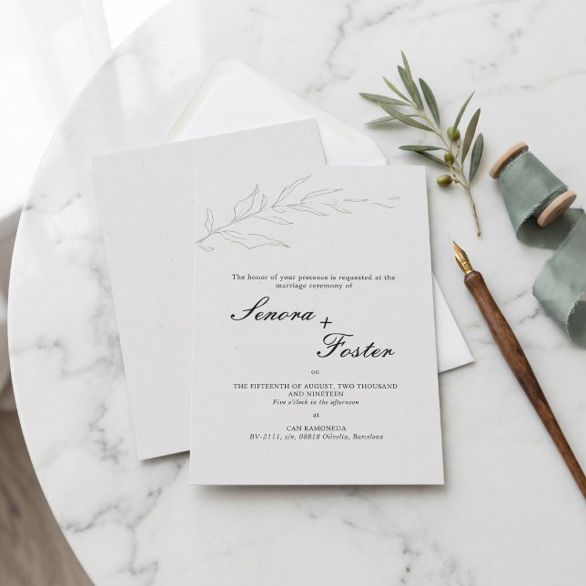Invitation Mariage Floral Minimaliste Élégant (Elegant Minimalist Floral Wedding Invitation)