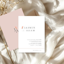 Invitation Mariage Floral Minimaliste Élégant Rose
