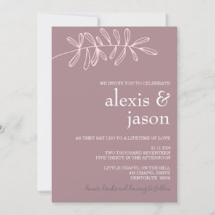 Invitation Mariage floral minimaliste moderne de Mauve