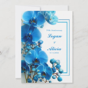 Invitation Mariage Floral Minimaliste Orchidée Bleu Azur