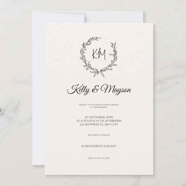 Invitation Mariage floral minimaliste Pastel (Devant)