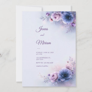 Invitation Mariage Floral Mist Lavande Pervenche