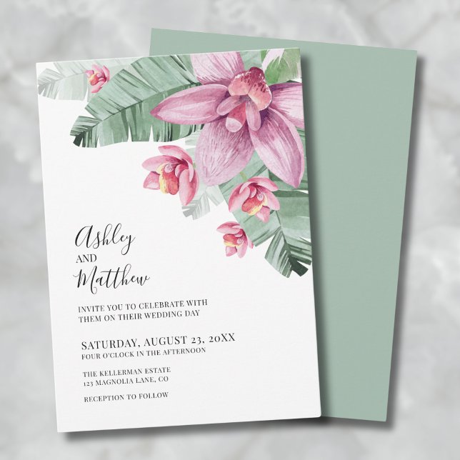 Invitation Mariage floral moderne (Modern Floral Tropical Wedding Invitation)
