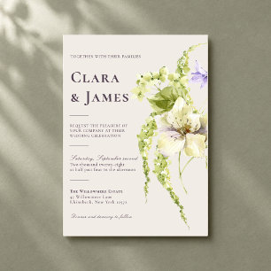 Invitation Mariage Floral Moderne au Lavande et au Vert de Ja