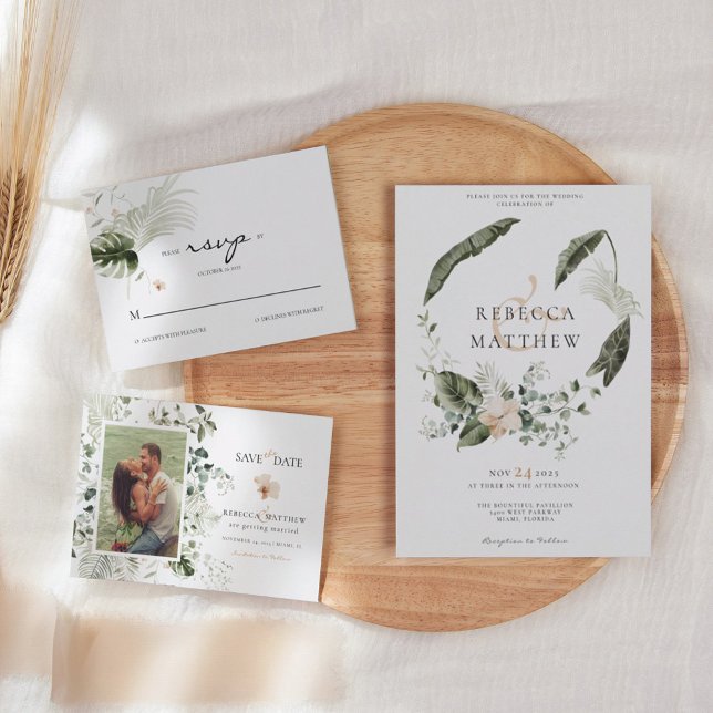 Invitation Mariage Floral Moderne Bohème Photo  (Créateur téléchargé)