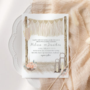 Invitation Mariage floral moderne Boho rose élégant