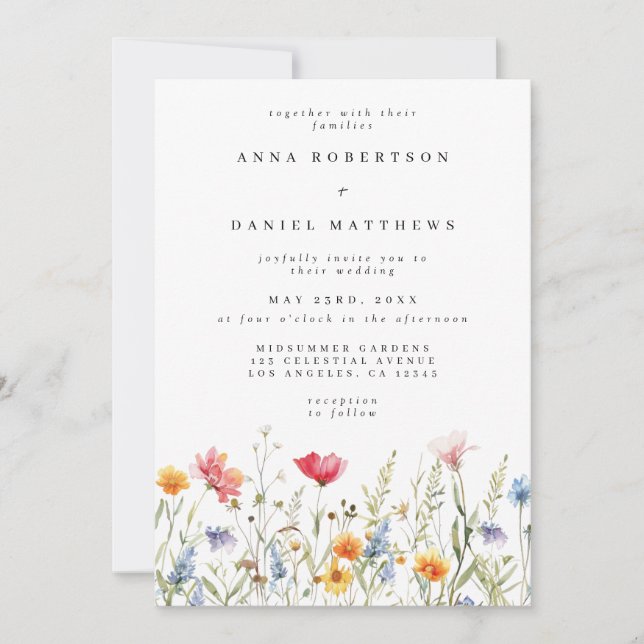 Invitation Mariage Floral Moderne Code QR (Devant)