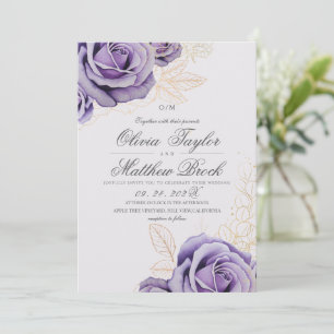 Invitation Mariage Floral Moderne & Élégant Rose Violet
