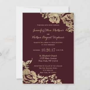 Invitation Mariage floral moderne élégant simple en Bourgogne