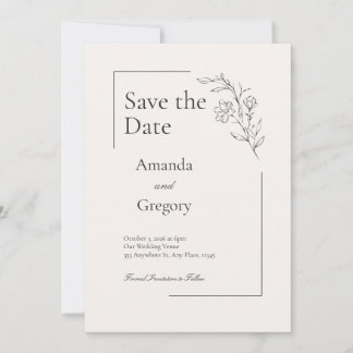 Invitation Mariage floral moderne Enregistrer la date