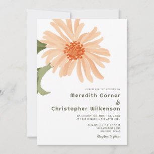 Invitation Mariage floral moderne Gras Peach
