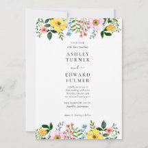 Mariage Floral Moderne Jaune Bleu Rose de Printemp