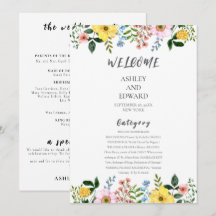 Mariage Floral Moderne Jaune Bleu Rose Printemps