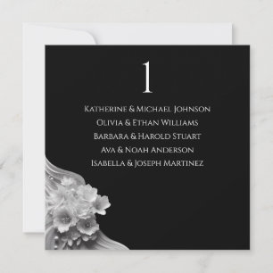 Invitation Mariage Floral Moderne Noir et Blanc