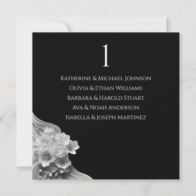 Invitation Mariage Floral Moderne Noir et Blanc (Devant)