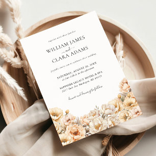 Invitation Mariage floral moderne Pastel Peony