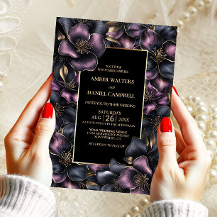 Invitation Mariage floral moderne rose et gris Dusty