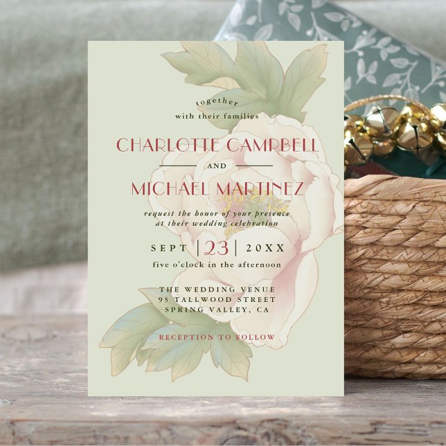 Invitation Mariage floral moderne Sage vert rose pâle rose (Créateur téléchargé)