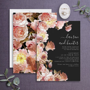 Invitation Mariage floral moderne sombre Moody Blush Rose Scr