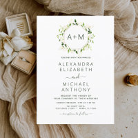 Mariage Floral Monogram Vert Sauge Émeraude