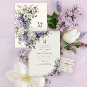Invitation Mariage floral monumental en lavande formel