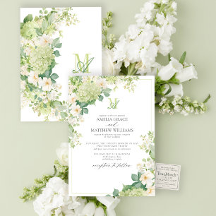 Invitation Mariage floral monumental en vert formel