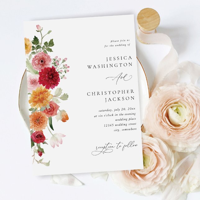 Invitation Mariage Floral multicolore été (Créateur téléchargé)