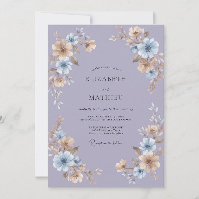 Invitation Mariage Floral Myosotis (Devant)