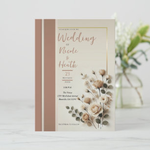 Invitation Mariage Floral Neutre Mousse au Moka