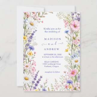 Invitation Mariage Floral Neutre Rustique