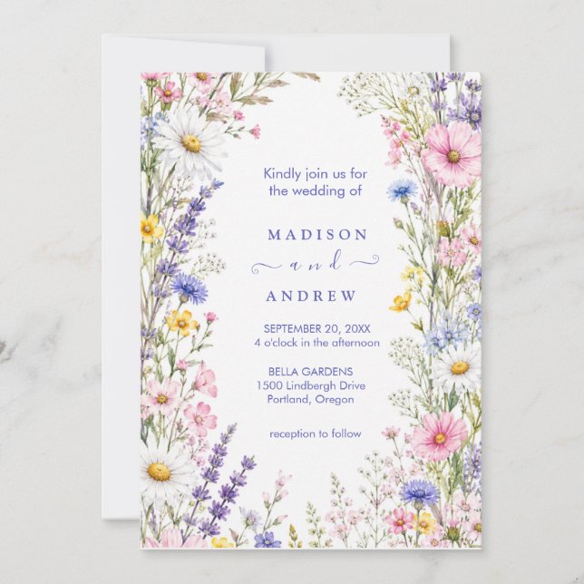 Invitation Mariage Floral Neutre Rustique (Devant)